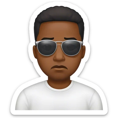 Black Guy with sunglasses on with a irritated face sticker