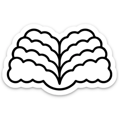 Convert the open thick white book made of fluffy clouds into a clean, simple outlined icon style with a transparent background. Focus on simplicity and clarity in the icon design. sticker