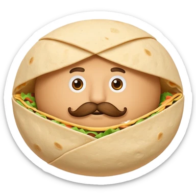 a fresh "Flting" flour tortilla football with a mustache sticker