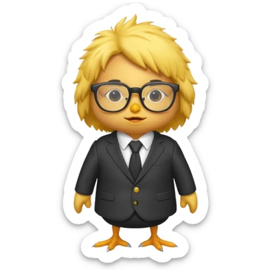 chick animal with glasses, wearing suit sticker