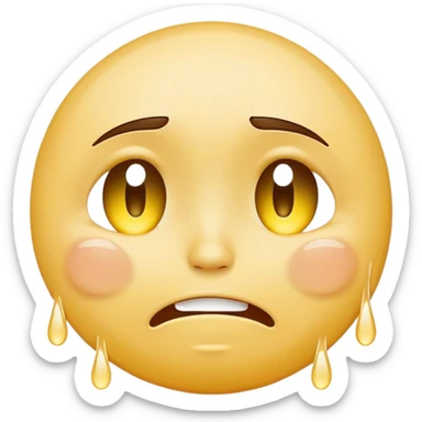 Yellow sad face with tears and smile  sticker