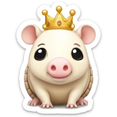  Beige piebald chubby round armadillo pig panda centipede armadillo wearing a crown sticker