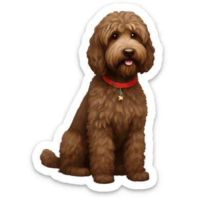 Brown labradoodle with xmass balls sticker