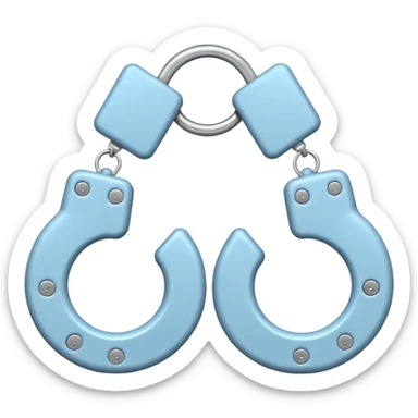 Fluffy light-blue handcuffs sticker