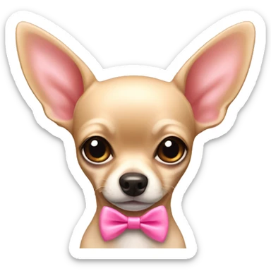 A beige chihuahua with a pink cute bow sticker