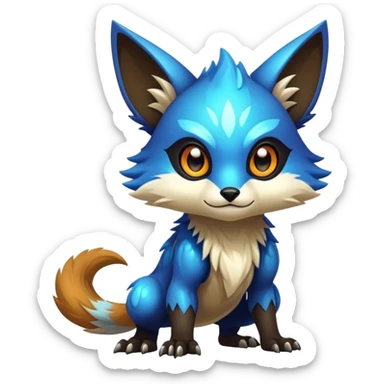 Shiny Epic Edgy Cute Colorful Vibrant Modern Vernid-Protogen-creature-animal, full body sticker