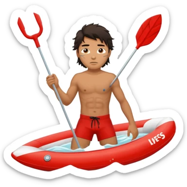 Lifeguard Native American Teenager with messy hair rescuing someone sticker