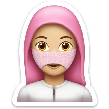 A White girl wearing a Pink ski mask  sticker