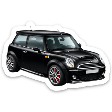 A fully black Mini Cooper s works, full image from the front  sticker