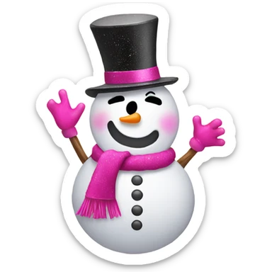 Hot pink snowman with glitter  sticker