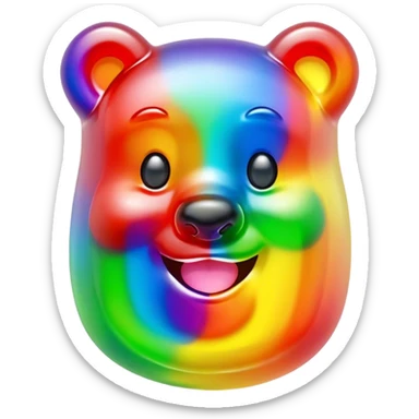 a rainbow gummy bear face sticker