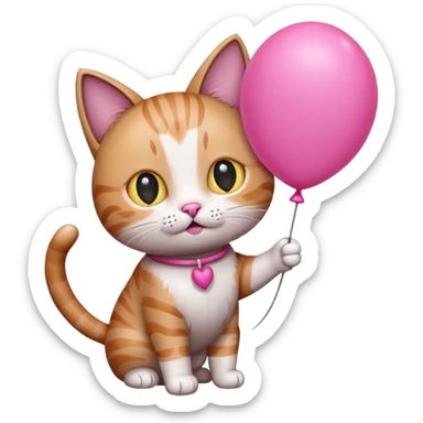 Cat with pink balloon sticker