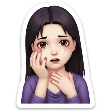 Hands wrapped around neck with dead face girl sticker