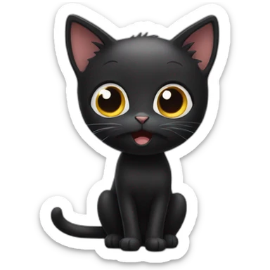 surprised black cat sticker