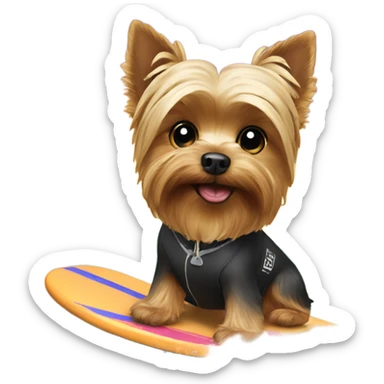Yorkie surfing on the beach sticker