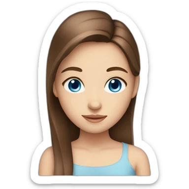 Cute girl with straight brown hair and blue eyes sticker