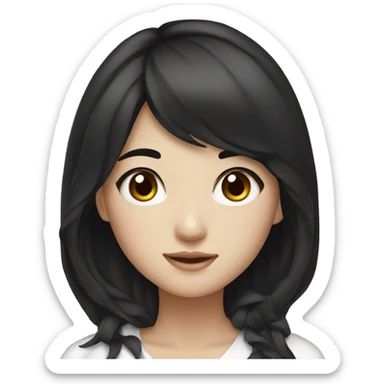 Beautiful korean girl with black hair  sticker