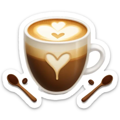 Hot coffee with heart latte set sticker