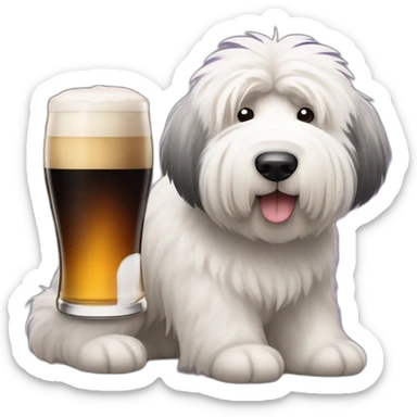 old english sheepdog with pint of guinness sticker