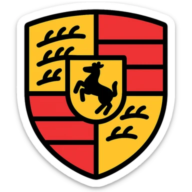 Porsche logo inspired, minimal, stylized, icon style, no text sticker