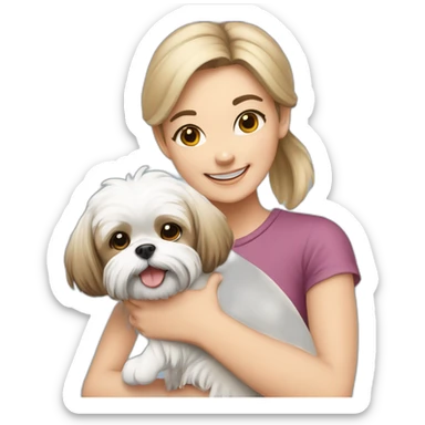 happy girl carrying happy Shih Tzu sticker