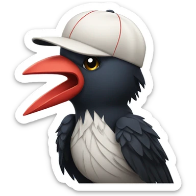 A baseball playing crow sticker