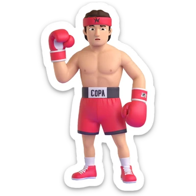 Boxer Rocky Balboa with boxing gloves and sweatband sticker