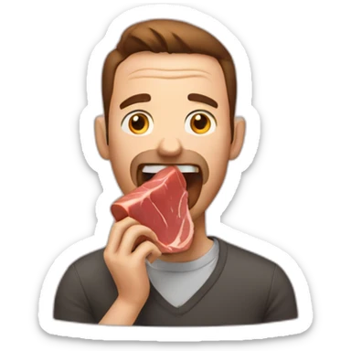 man eating meat sticker