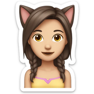 Cat girl (Caucasian with dark brown hair) cat ears sticker