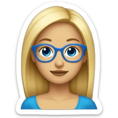 chica rubia con pelo largo y ojos azules con gafas sticker