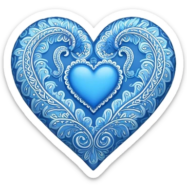 Blue heart with paisley  sticker