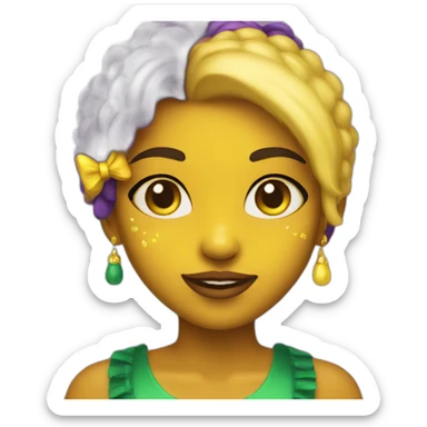 girl mardi gras yellow skin sticker