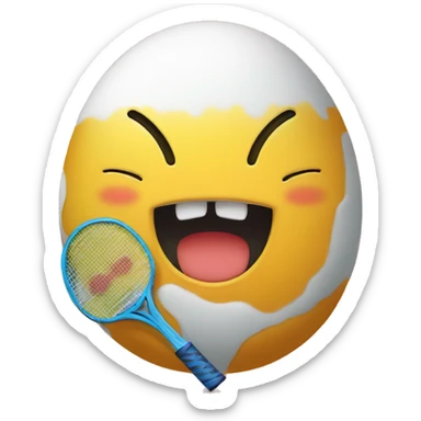 the meow blob emoji with a table tennis racket on its head sticker