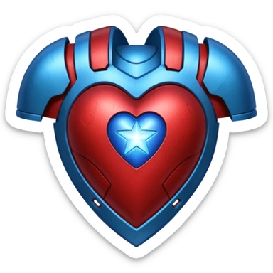 A red Iron Man armor heart with a glowing blue star in the center sticker