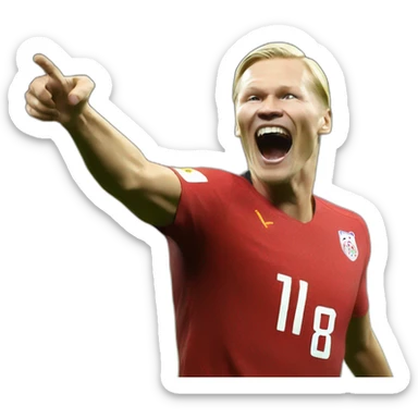 Haaland who is celebrating his goal sticker