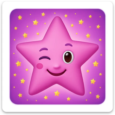 Make the pink star look even cuter with a winking face. Remove any faces from the yellow stars. Keep the purple background as is. sticker