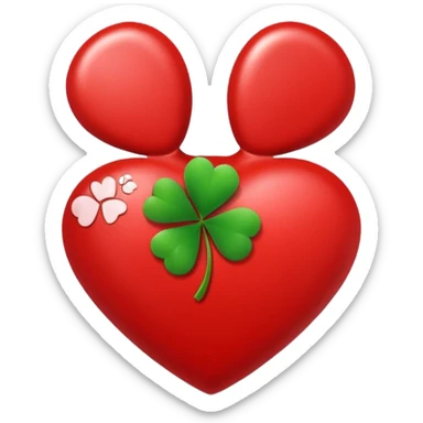 heart with a paw print and a clover sticker