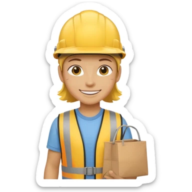 Courier + yellow helmet + delivery bag sticker