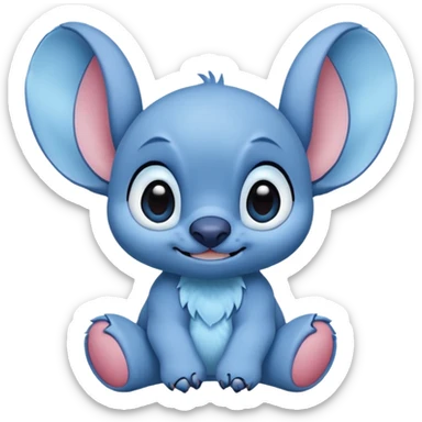 cute Stitch from Lilo & Stitch, blue fur, big ears, playful expression sticker