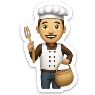 Homme brun qui cuisine en écoutant la radio sticker