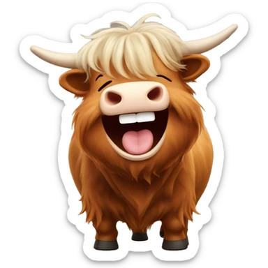 Fatty scottish highland cow laughing sticker