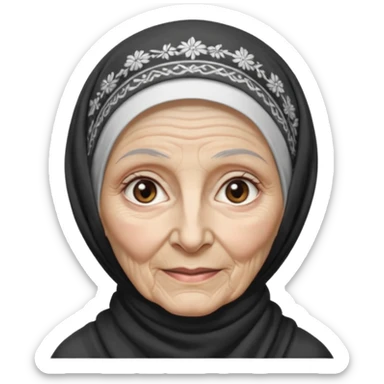 orthodox jewish woman with tichel kercheif circa. 1890 make into greyscale elderly sticker