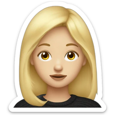 Blond girl with bang in black sweater sleep sticker