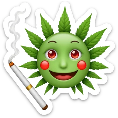 emoji face smoking joint sticker