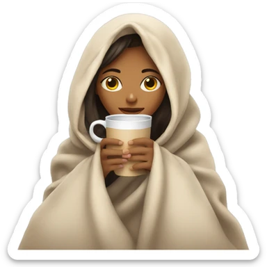girl inside a blanket sipping coffee eyes closed sticker