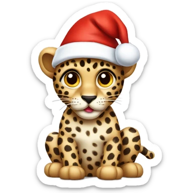 ￼ leopard wearing a Santa hat ￼ sticker