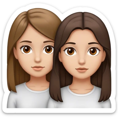  girl with dark blonde hair and brown eyes and a girl with dark brown hair and brown eyes  sticker
