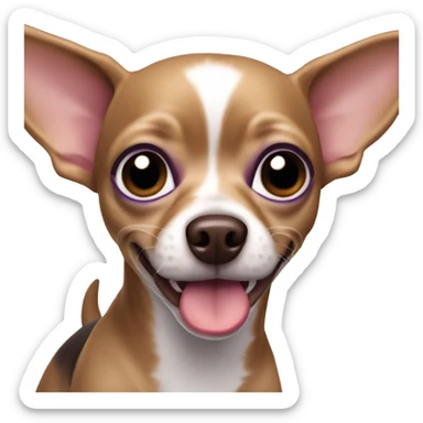 Purple Chihuahua dog with big ears, brown eyes, protruding tongue sticker