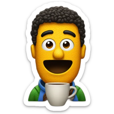 Sesame Bert with coffee sticker