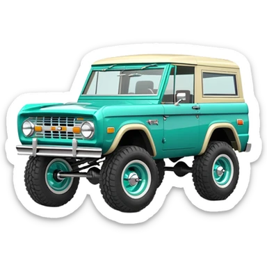 turquoise green classic ford bronco with slot mag wheels sticker